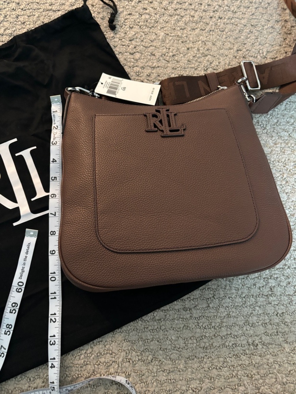 Ralph Lauren Chocolate Brown Pebbled Leather Crossbody Satchel - Picture 3 of 3